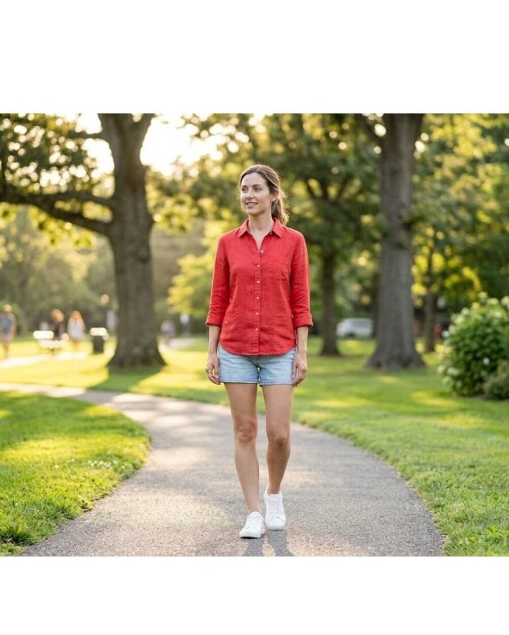 J Crew Irish Linen Shirt Womens Size 8 Red Baird McNutt Button Down EUC